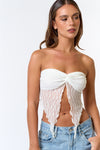 White Strapless Lace Top