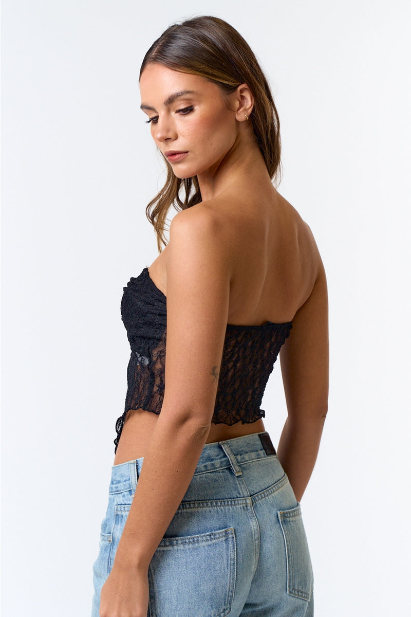 Black Strapless Lace Top