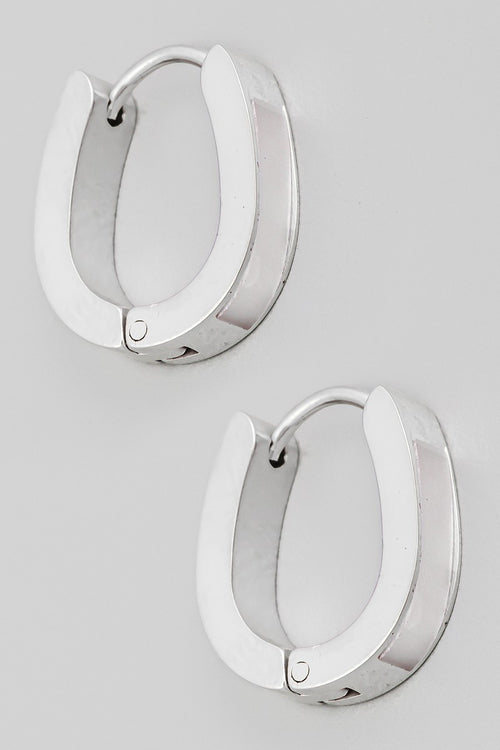 Steel Opal Huggie Earrings