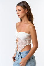 White Strapless Lace Top