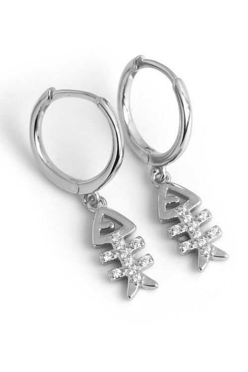 S925 Fishbone Huggie Earrings