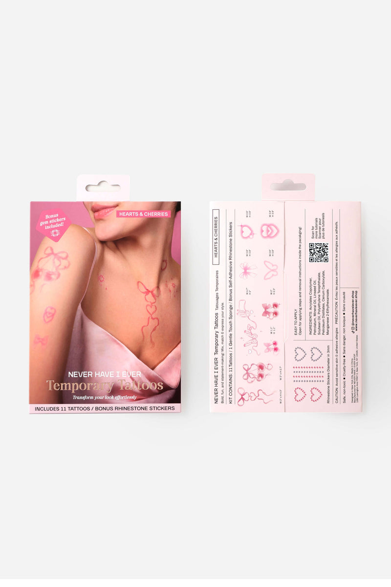 Hearts & Cherries  - Temporary Tattoos