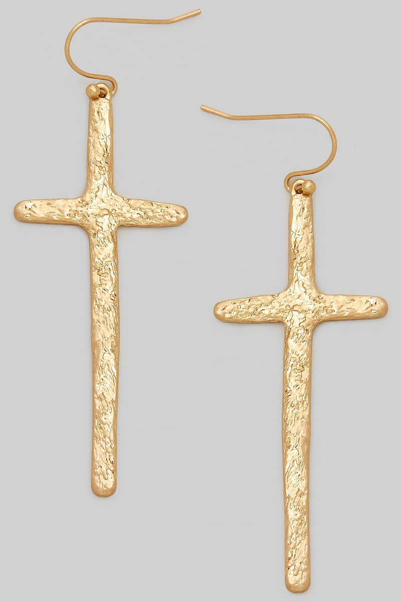 Textured Cross Earrings