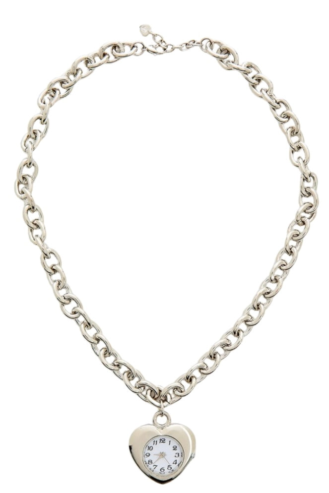 Steel Heart Watch Necklace