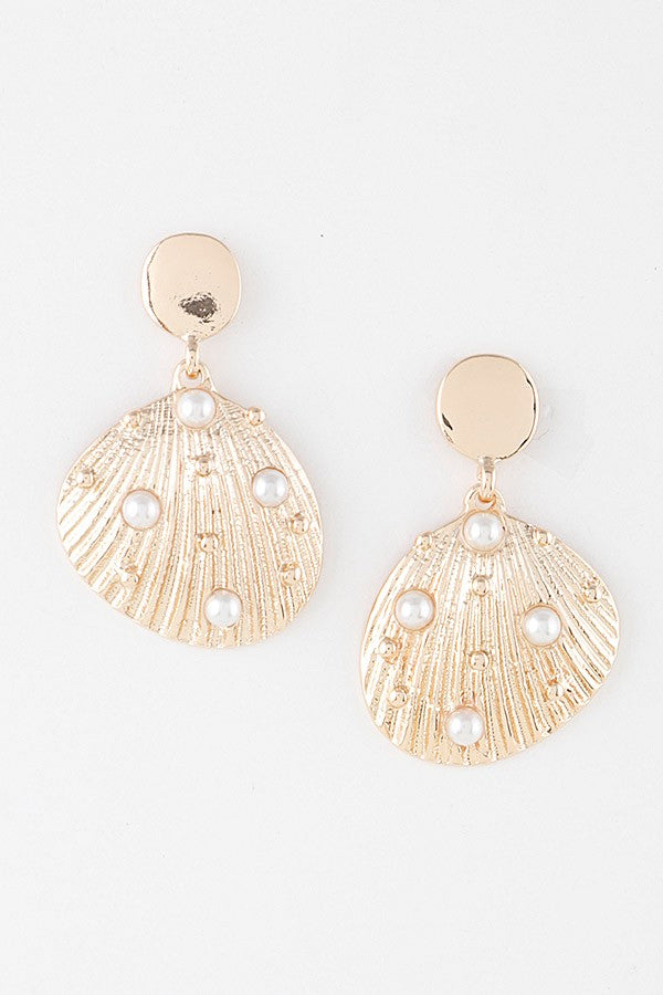 Pearl Clam Shell Earrings