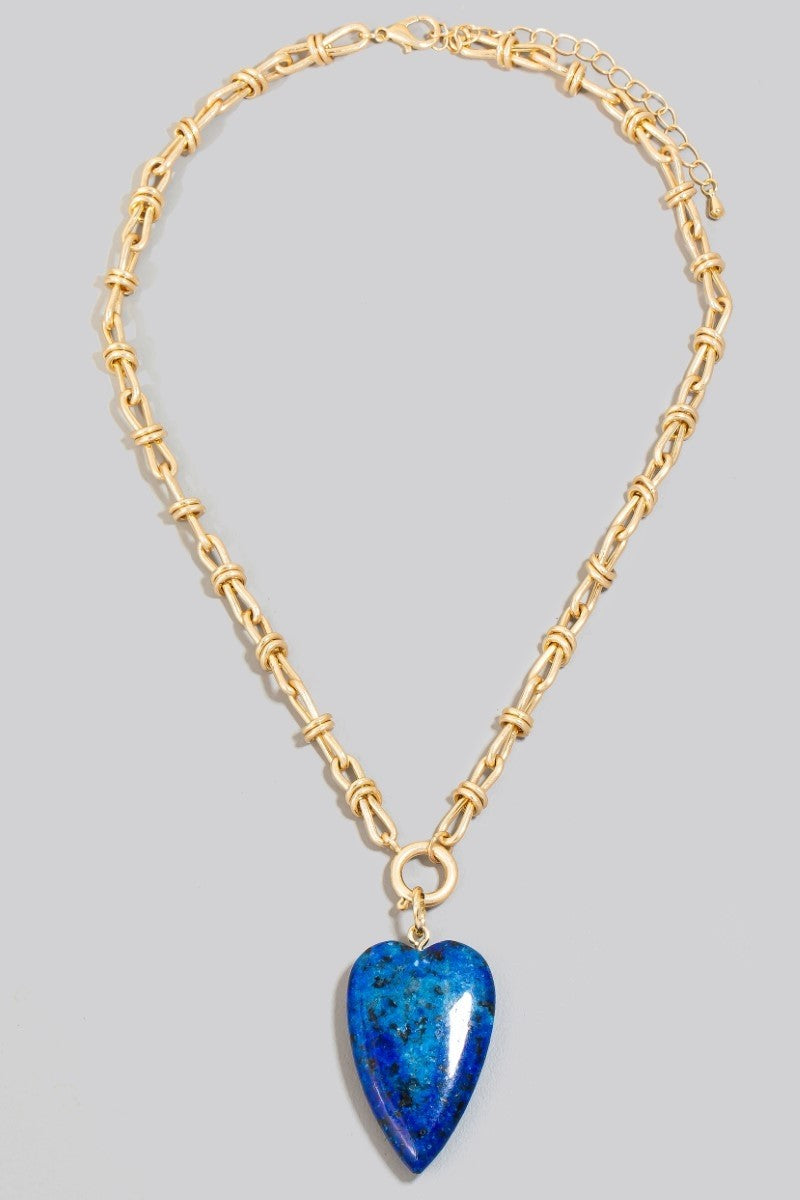 Blue Stone Heart Necklace