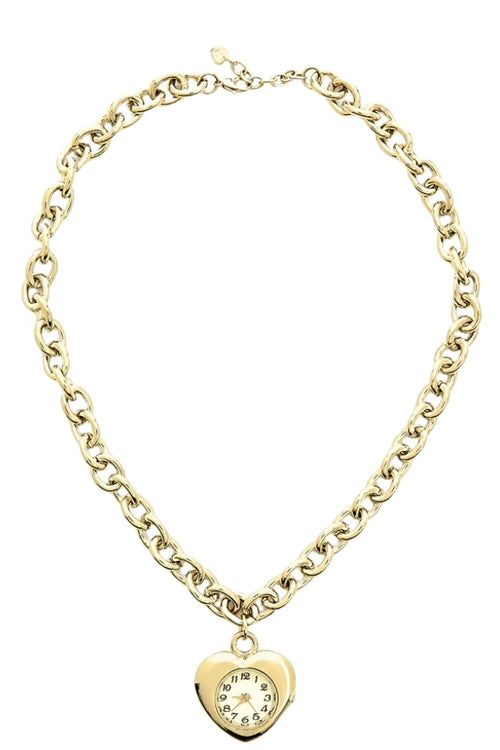 Steel Heart Watch Necklace