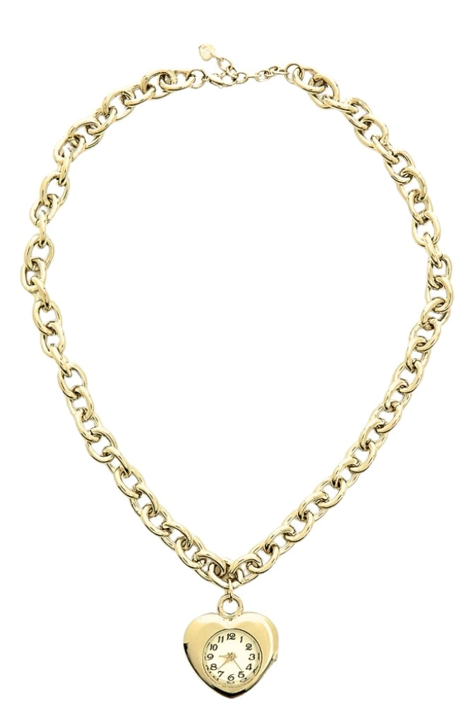 Steel Heart Watch Necklace