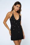 Stud Flare Halter Dress