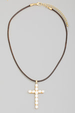 Pearl Cross Cord Necklace