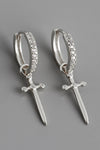 S925 Rhinestone Dagger Huggie Earrings