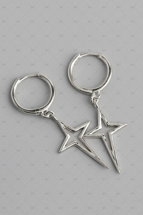 S925 Star Cross Huggie Earrings