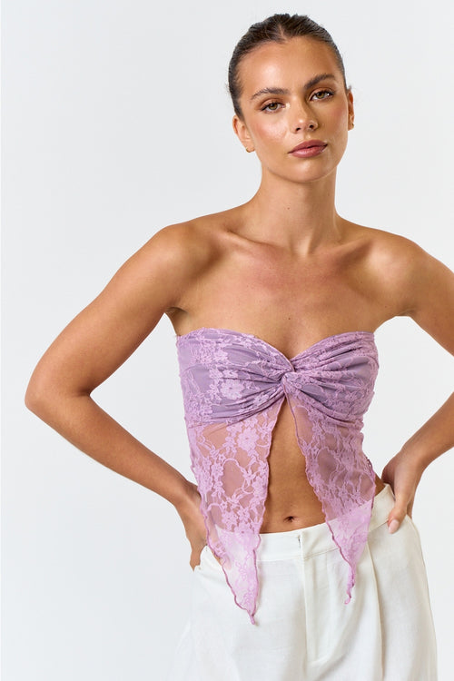 Lilac Strapless Lace Top