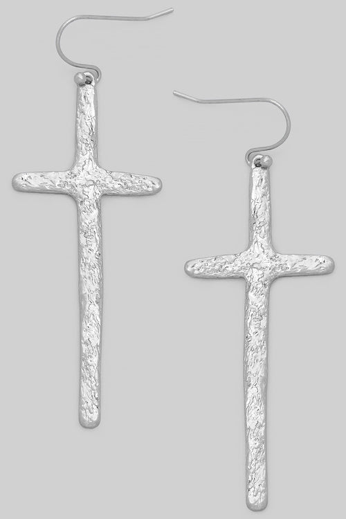 Textured Cross Earrings