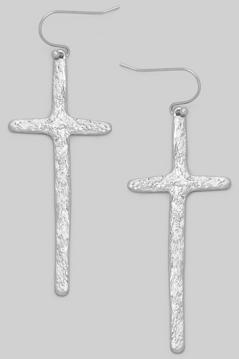 Textured Cross Earrings