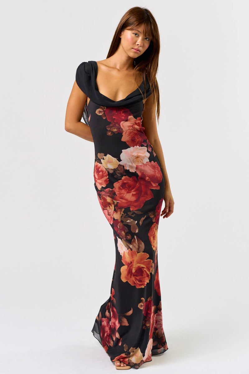 Autumn Floral Maxi Dress