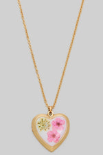 Flower Heart Locket Necklace