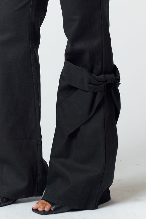 Black Bow Flare Pants