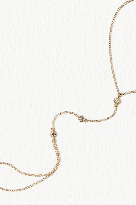 Steel Gold Gem Handchain