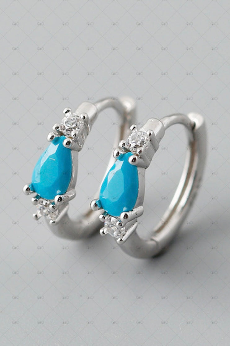 S925 Stone Huggie Earrings