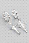 S925 Dagger Cross Huggie Earrings