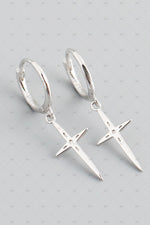 S925 Dagger Cross Huggie Earrings