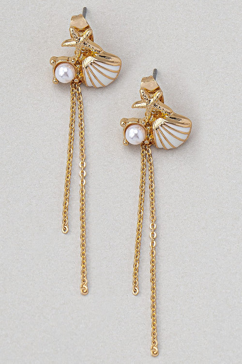 Shell+Pearl Tassel Earrings