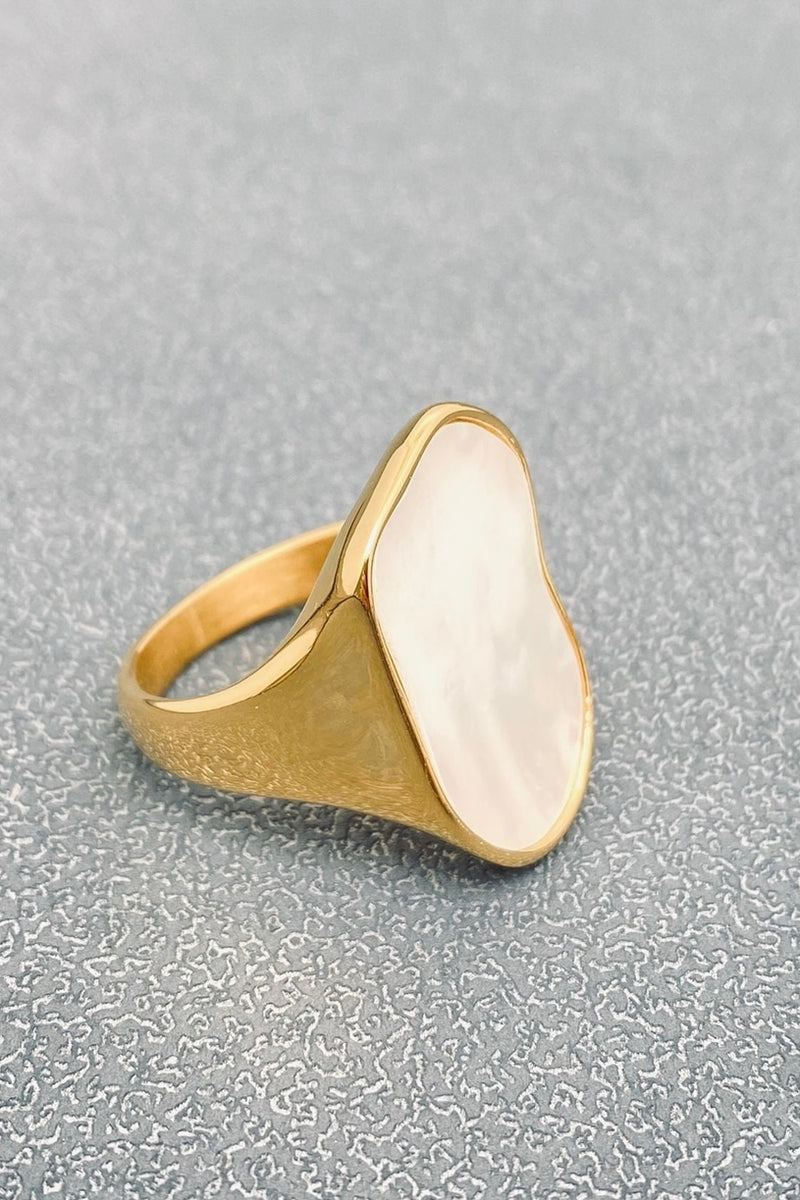 Steel Opal Shell Ring