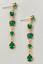 Heart Gem Drop Earrings