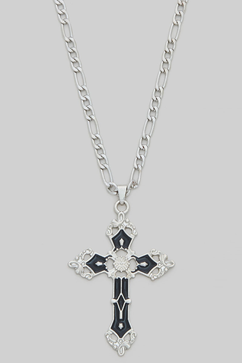 Black Silver Cross Necklace