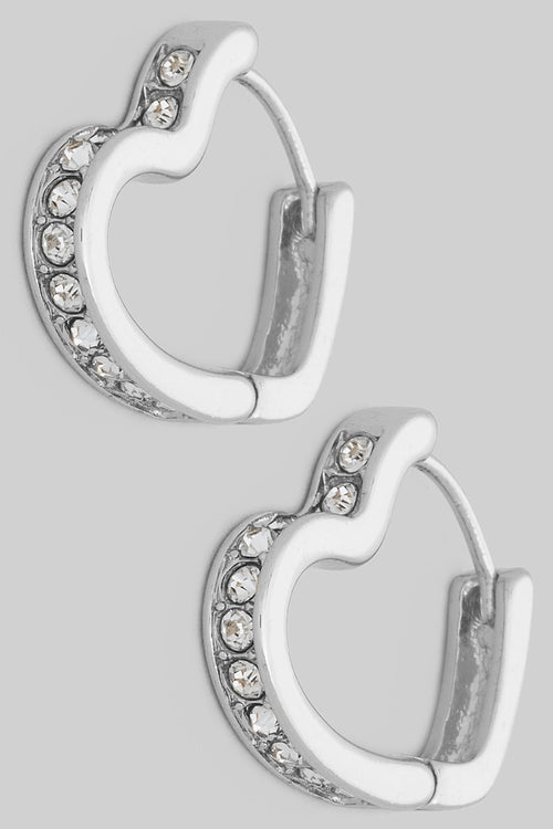 Heart Rhinestone Hoop Earrings