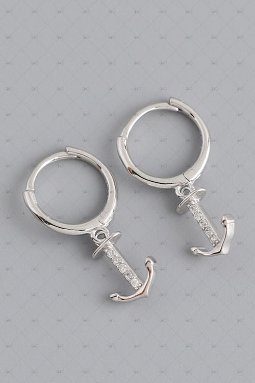 S925 Anchor Huggie Earrings