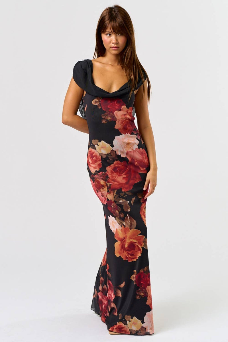 Autumn Floral Maxi Dress